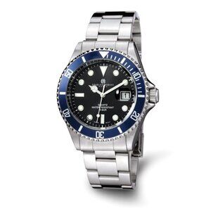 Charles Hubert Men's Stainless Steel Watch - Black Dial - 40mm Diver Style